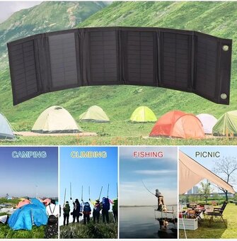 Skládací solární panel, 6 foto-článků, černý - NOVÝ - 2