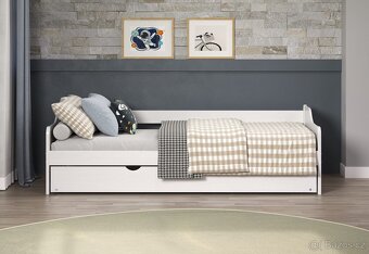 Nová rozkládací postel masiv borovice bílá - 2