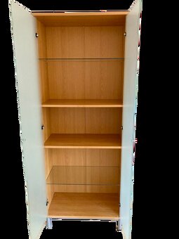 Moderní prosklená skříň - vitrína / knihovna, dekor buku - 2