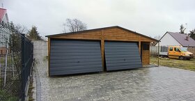Plechová garáž imitace dřeva 6x6+2m kůlna - 2