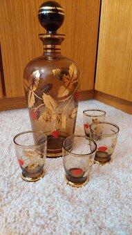 Retro vintage skleněná karafa na lihoviny + 4 skleničky - 2