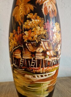 dřevěná ručně malovaná váza, 37 cm - 2