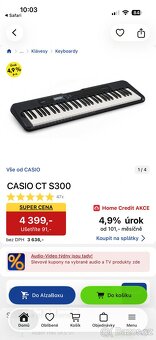 🎹 Klávesy Casio Casiotone CT-S300 + stojan Mozos - 2