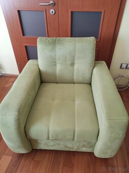 zelená s prošitím 3+2+1+taburet - 2