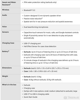 Google Pixel Buds A Series Charcoal, BT 5.0, ZÁRUKA do 04/27 - 2