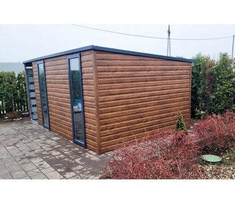 Zahradní domek 4,5x2,5m + přístřešek 1,5m - 2