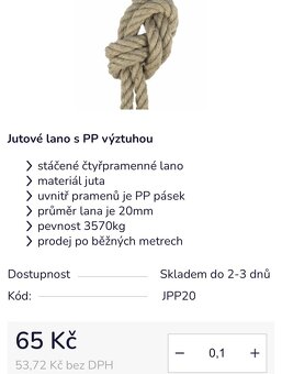 Jutové lano s PP 2 x 10m - 2