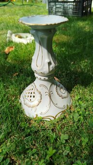 Porcelánové zlacené svícny / dekorace, starší kusy, krémový - 2