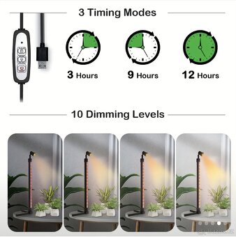 LED pěstební světlo s hlavovým světlem, 60 cm. - 2