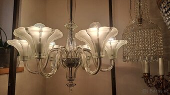 Art deco, starožitný celoskleněný lustr - 2