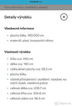 Velká manželská postel 180x200 včetně roštu - 2