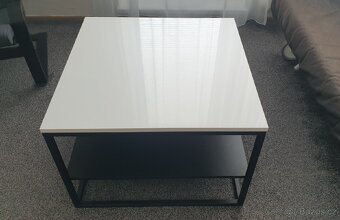 Konferenční stolek - bílý lesk - 2