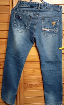 modré džíny, rifle značky Arino se zipem a knoflíkem 146 - 2