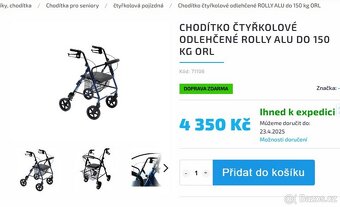 ODLEHČENÉ PROFI ALU chodítko ZÁDOVÁ opěra - 2