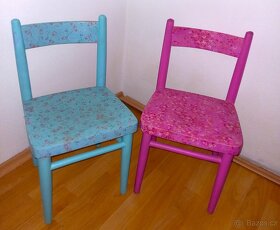 Dvě krásné dětské dřevěné starožitné židličky TON Thonet - 2