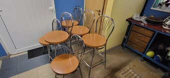 Barové židle chrom-třešeń - 2