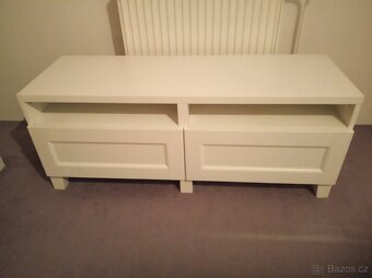 TV stolek se zásuvkami, bílá/Hanviken/Stubbarp bílá, 120x42x - 2