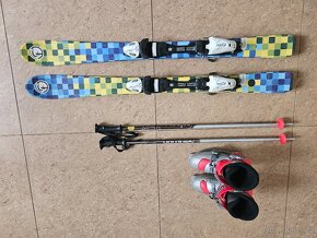 Lyže 110cm,+lyžáky 21-21,5 +hůlky 85cm - 2