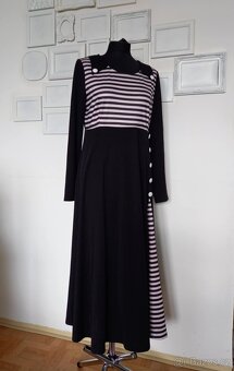 Dlouhé retro šaty s proužky, top stav - 2