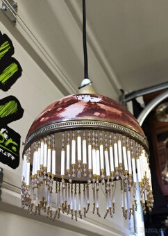 krásný starožitný kompletní stahovací lustr s ověsy - 2