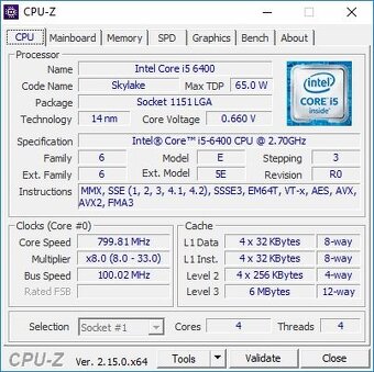 Procesor Intel Core i5 6400 (2.70 GHz) socket 1151 - 2