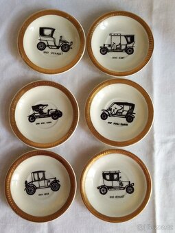Retro porcelánové talířky s automobily, dekorativní - 2