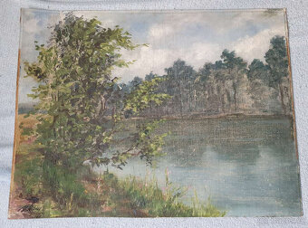 Originální obraz bez rámu krajinka, Vraný, 50x38cm - 2