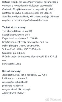 Aku vrtačka s příklepem DeWALT - 2