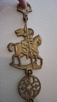 vintage byzantský bronzový křížový závěsný svícen - 2