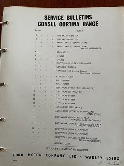 Servisní katalog Ford consul cortina 1200 - 2