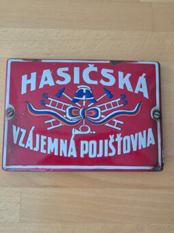 Stará plechová cedule Hasičská - 2