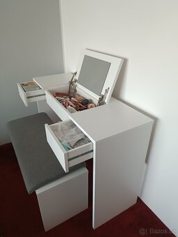 Toaletní stolek s taburetem bílý - 2