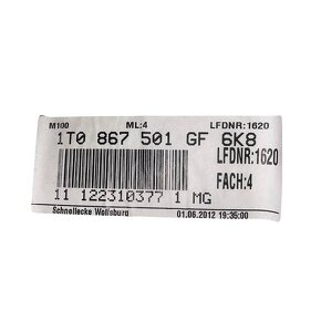 Stropnice šedá barva 1T0867501GF VW Touran 1T3 r.v. 2013 - 2