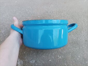 Smaltovaný modrý hrnec, průměr 20 cm - 2
