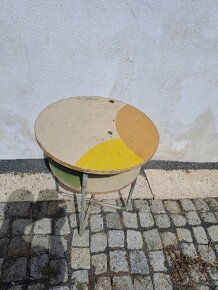 Stolek retro,Halabala,dřevo ,kov 66x60 cm - 2