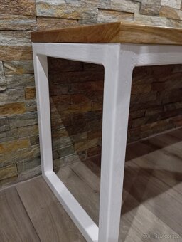 Lavička masiv dub/kov bílá nebo černá - 2