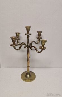 Starožitný mosadzný svietnik 4 ramenný na 5 sviečok - 2