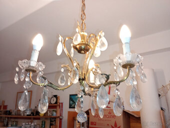 Hollywood Regency křišťálový lustr,3 ramena - 2