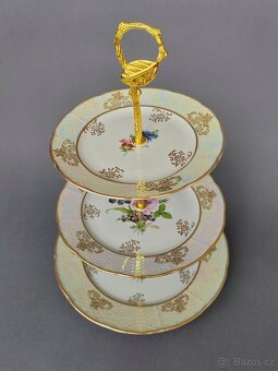 Nádherný 3 dilový etažer v top stavu od porcelánky Pražák - 2