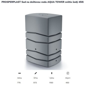 Sud na vodu AQUA TOWER světle šedý - 2