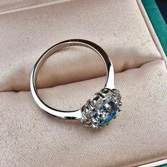 1 ct. moissanite modrý diamantový Snubní prsten diamant 925 - 2