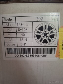 Nová alu kola - R15 6,5J 5x108 na Ford,Citroen,Peugeot.. - 2