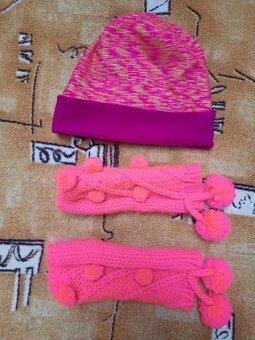Čepice + bezprstové pletené rukavice - 2