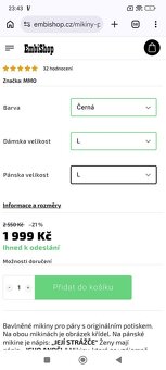 Mikiny pro pár vel. L - 2