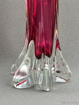 Váza 33 cm růžové hutní sklo, J. Hospodka Chřibská - 2