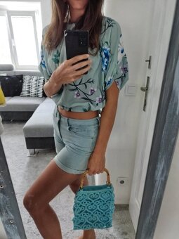 Dámská letní Boho Etno japonská halenka Mango vázací top - 2