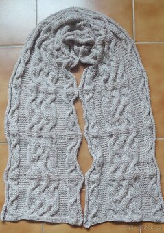 RUČNĚ PLETENÁ, NOVÁ, KÁVOVÁ ŠÁLA-PLÉD: 1,6metru x 30cm - 2