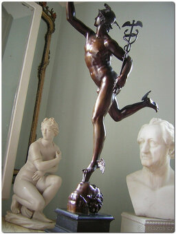 Monumentální krásný bronzový Hermes, 19. století. Barbedienn - 2
