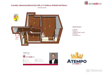 K prodeji, částečně vybavený byt 3+kk s parkovacím stáním, u - 2