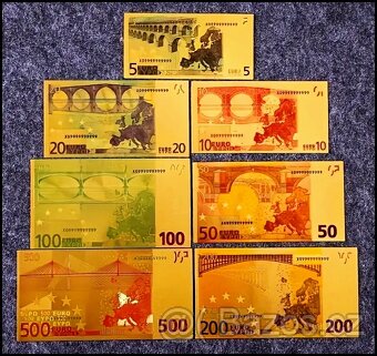 Sada zlacenych euro bankovek - polymer unc - 2